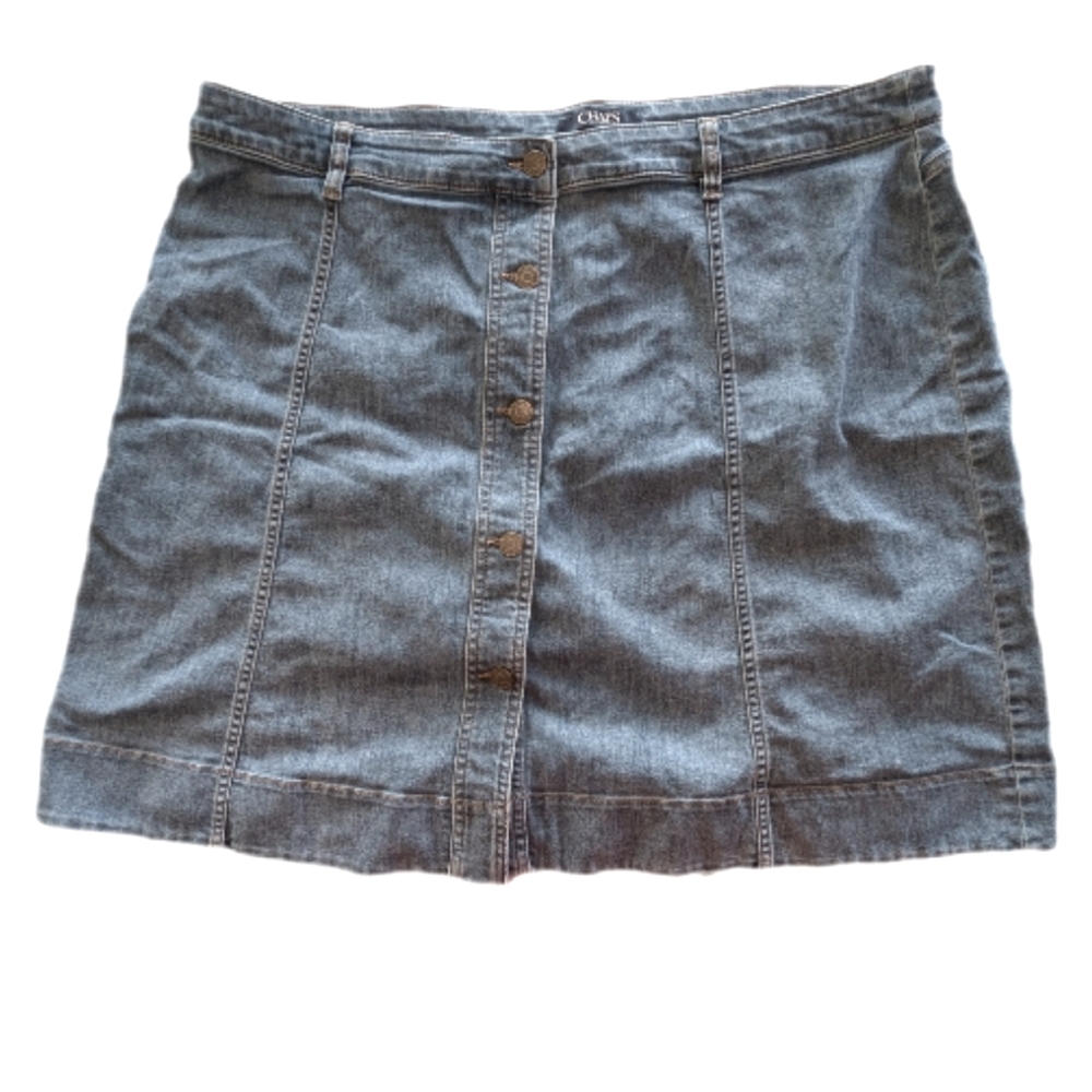 Chaps Gray Blue Jean Mini Pencil Skirt